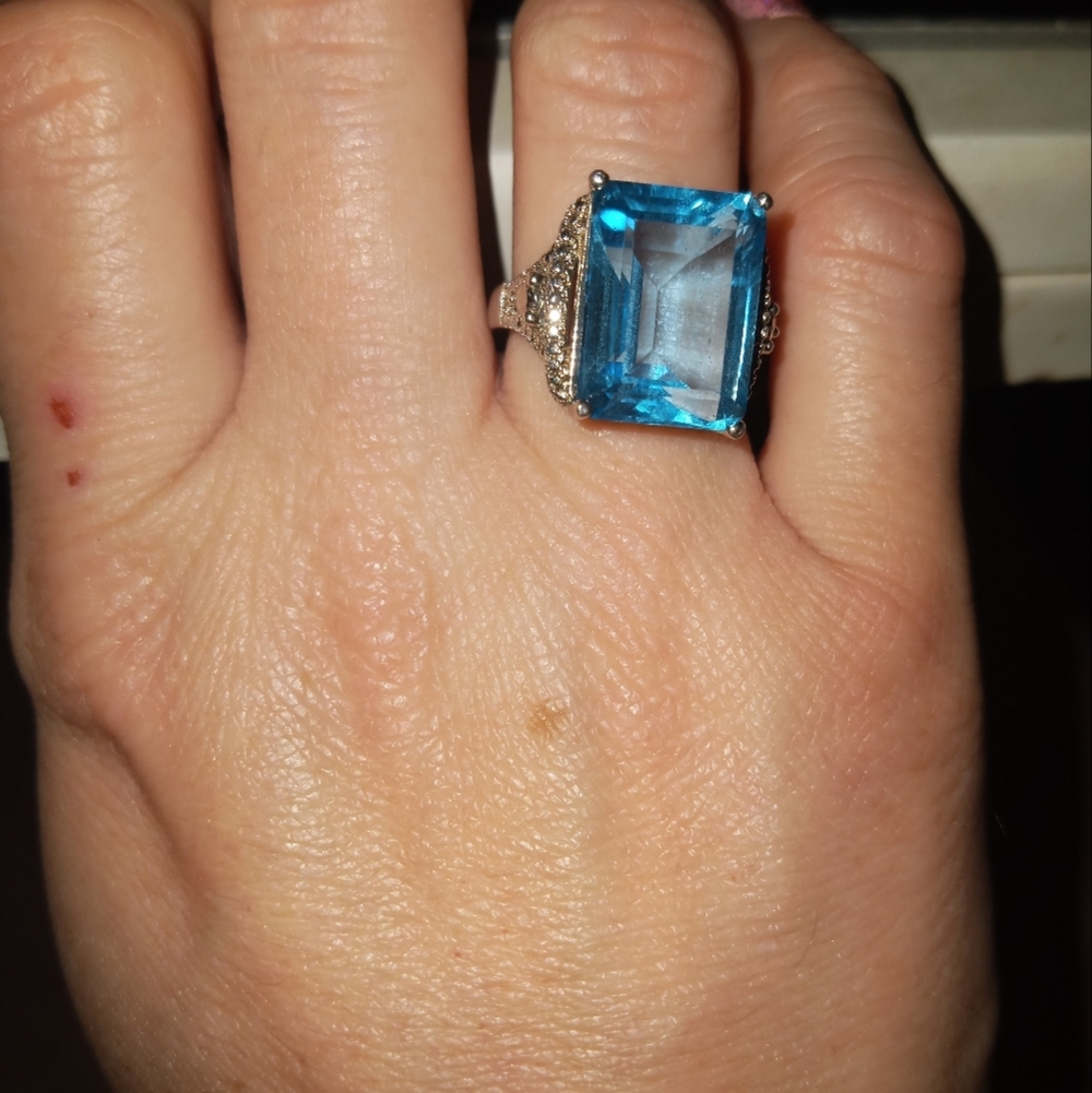 Blue Topaz Ring Huge!